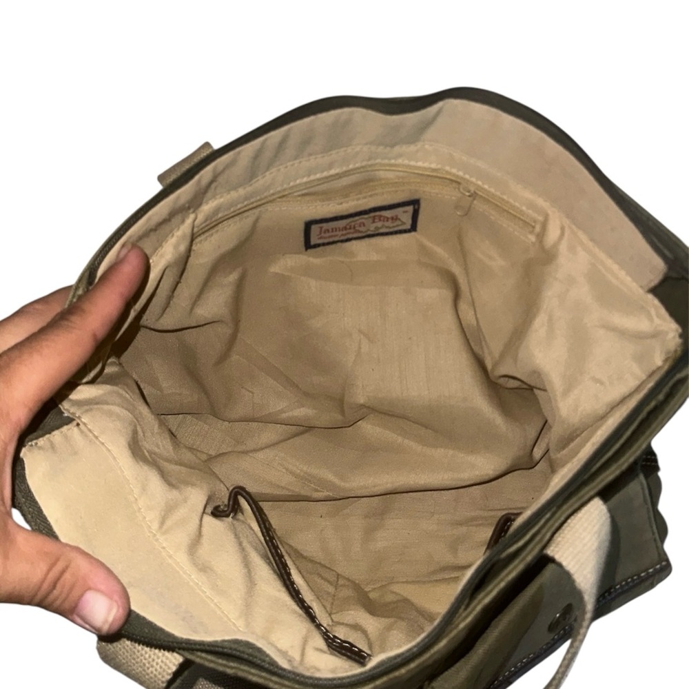 Olive Green Satchel with Dual Front Pockets - Picture 4 of 5